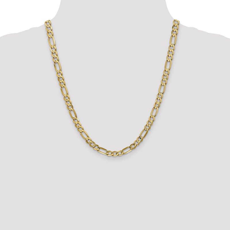 14K 26 inch 6mm Concave Open Figaro with Lobster Clasp Chain
