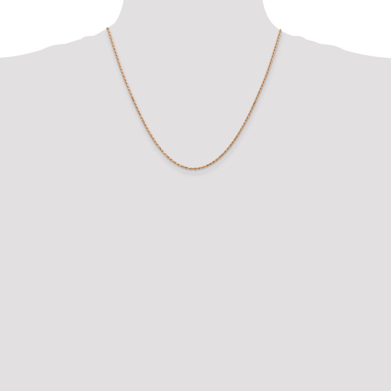 14K Rose Gold 10 inch 1.8mm Diamond-cut Man Made Rope with Lobster Clasp Anklet