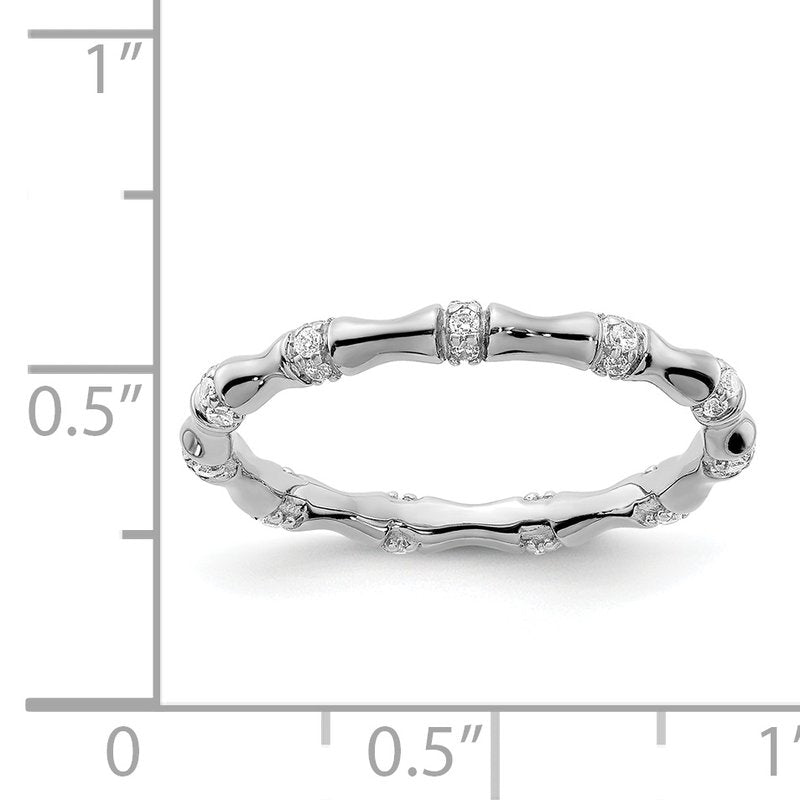 14k White Gold Diamond Fancy Bamboo Ring
