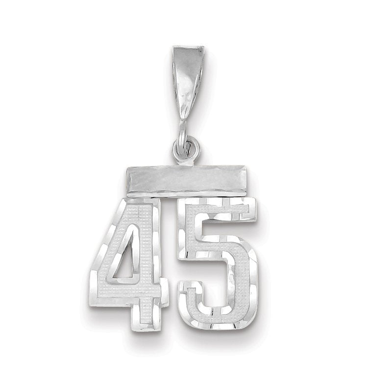 14kw Small Brushed Diamond-cut Number 45 Charm
