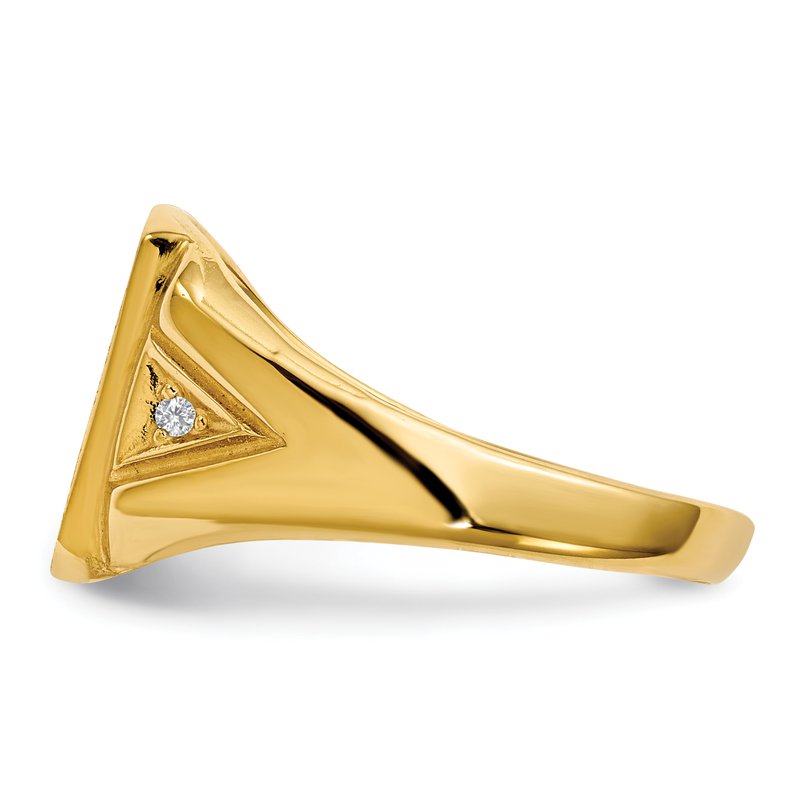 14k 11.0x12.0mm Open Back AA Diamond Mens Signet Ring