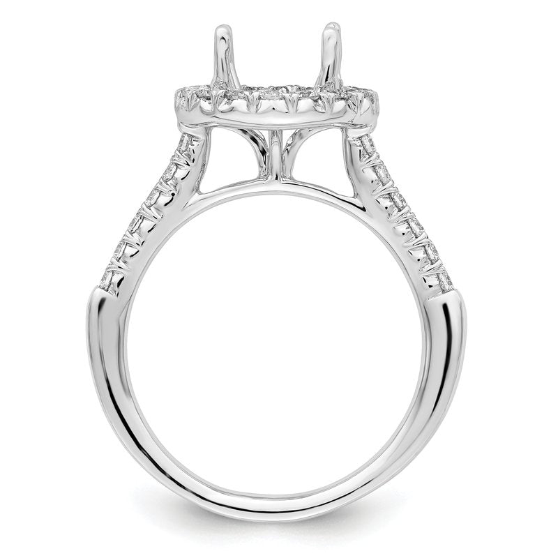 14K White Gold 1/4 carat Lab Grown Diamond VS+ F+ Semi-Mount Round Halo Engagement Ring