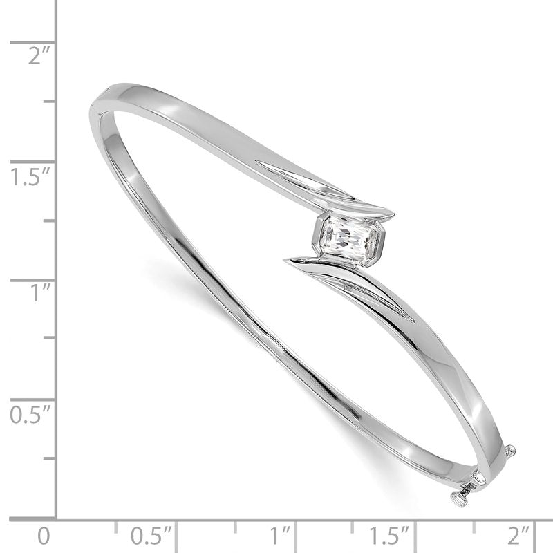 14k White Gold Complete 3/4 carat Emerald-cut VS Diamond Hinged Oval Bangle  Bracelet