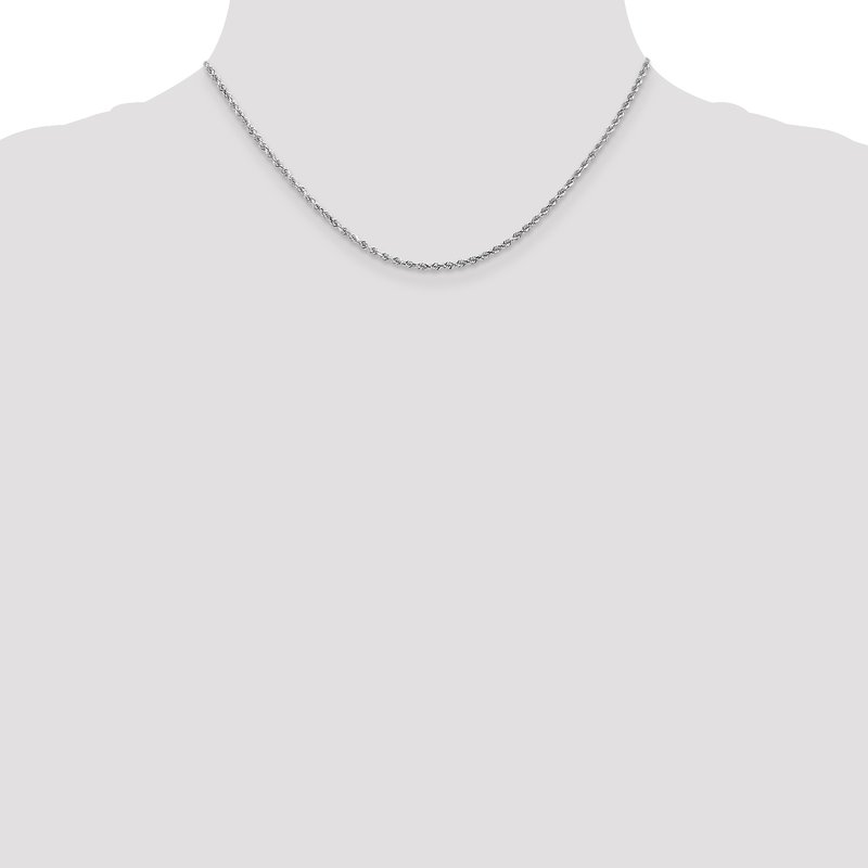 14K White Gold 2mm Diamond-Cut Rope Chain Anklet