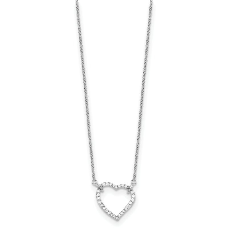 14k Rose Gold Polished 1/5 carat Diamond Heart 18 inch Necklace