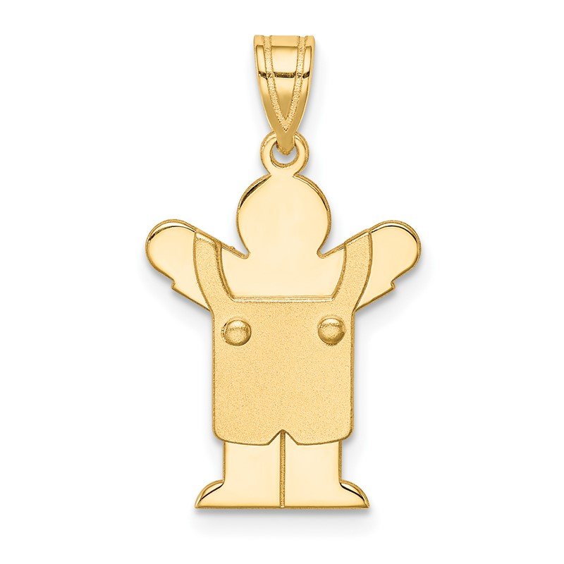 14k The Kids Solid Satin Small Boy in Overalls Engravable Love Charm