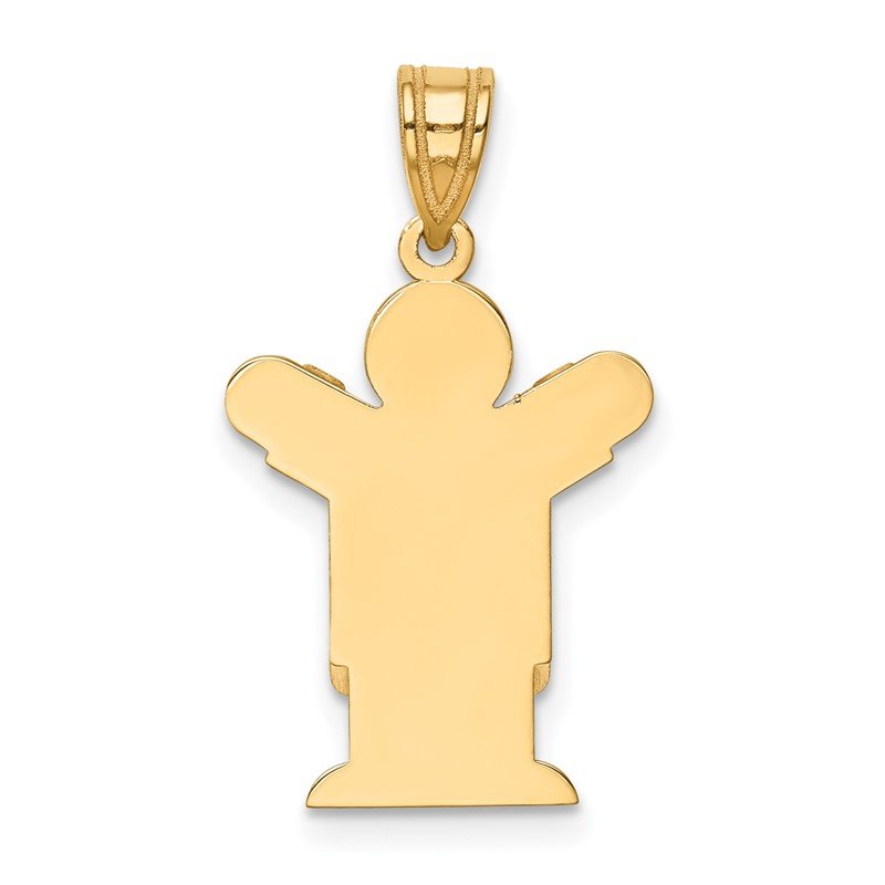 14k The Kids Solid Satin Small Boy in Overalls Engravable Love Charm