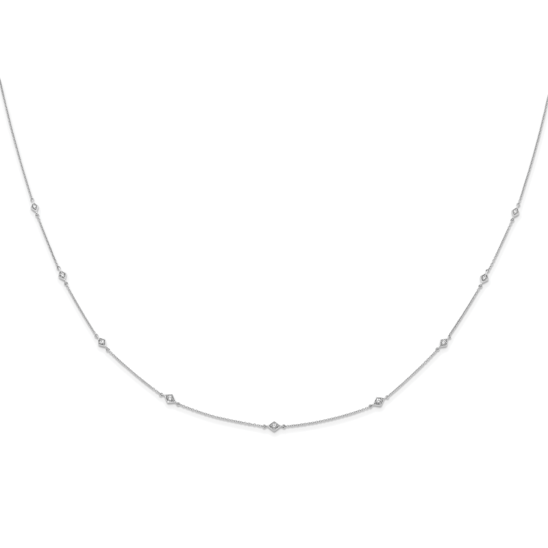 14k White Gold Complete 1/2 carat Diamond 9-Station 18 inch Necklace