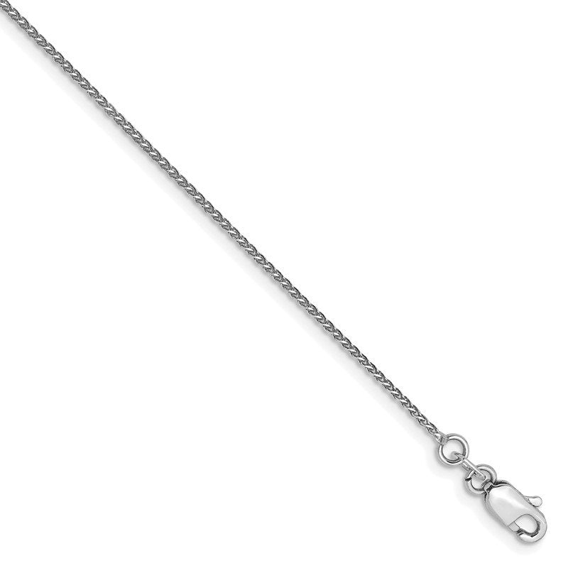 14K White Gold 10 inch 1.05mm Diamond-cut Spiga with Lobster Clasp Anklet