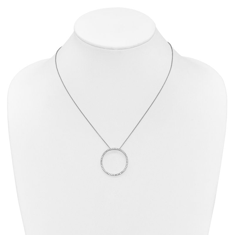 14k White Gold 1/4 carat Diamond Circle 18 inch Necklace