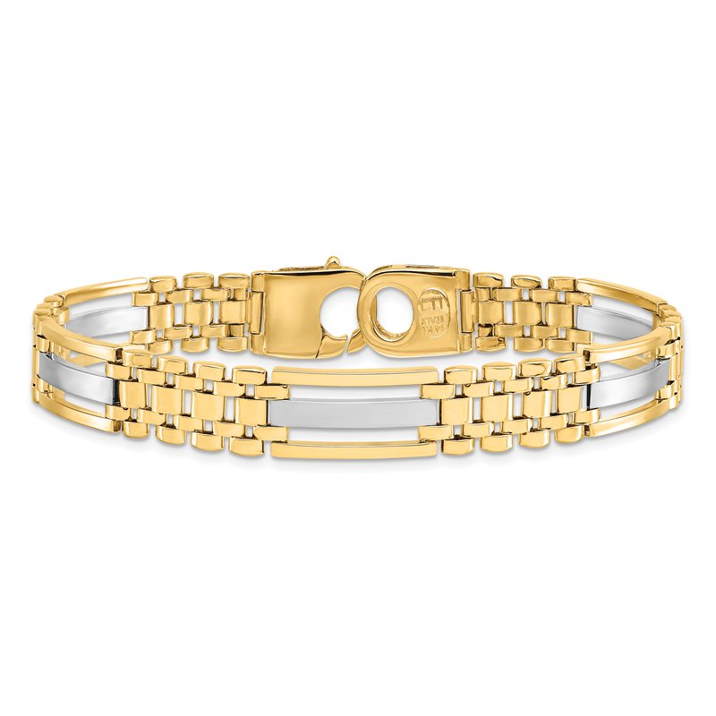 14K Two-tone Polished and Satin Men's Bracelet
