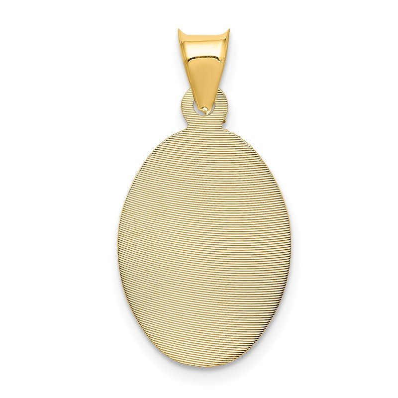 14K Polished Diamond-cut Solid Sagrado Corazon de Jesus Oval Pendant