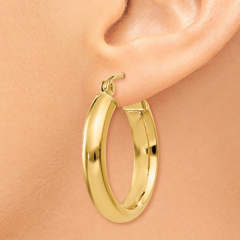 14k Round Tube Hoop Earrings