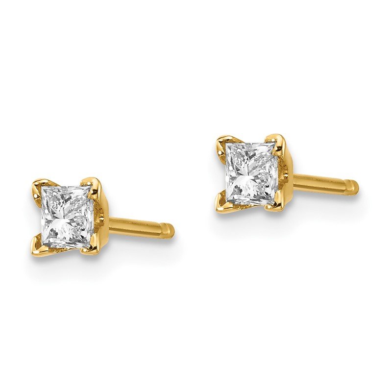 14k AA Quality Complete Princess-cut Diamond Stud Earrings