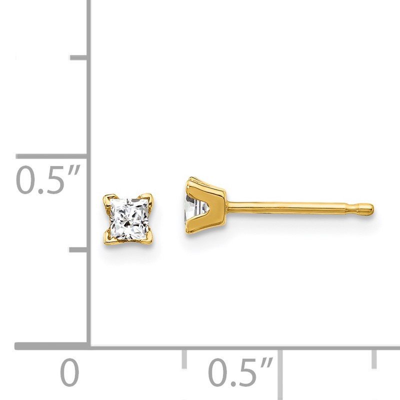 14k AA Quality Complete Princess-cut Diamond Stud Earrings