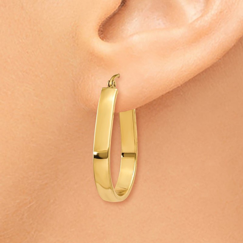 14k Polished 3.5mm Oval Hoop Earrings