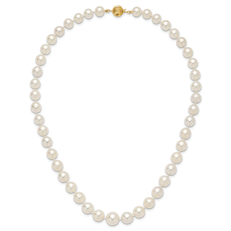 14k 9.5-12mm White Round South Sea Saltwater Cultured Graduated Pearl 18 inch Necklace