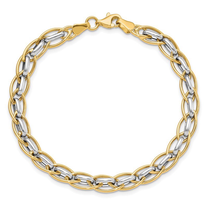 14K Two-tone Polished Fancy Link Bracelet