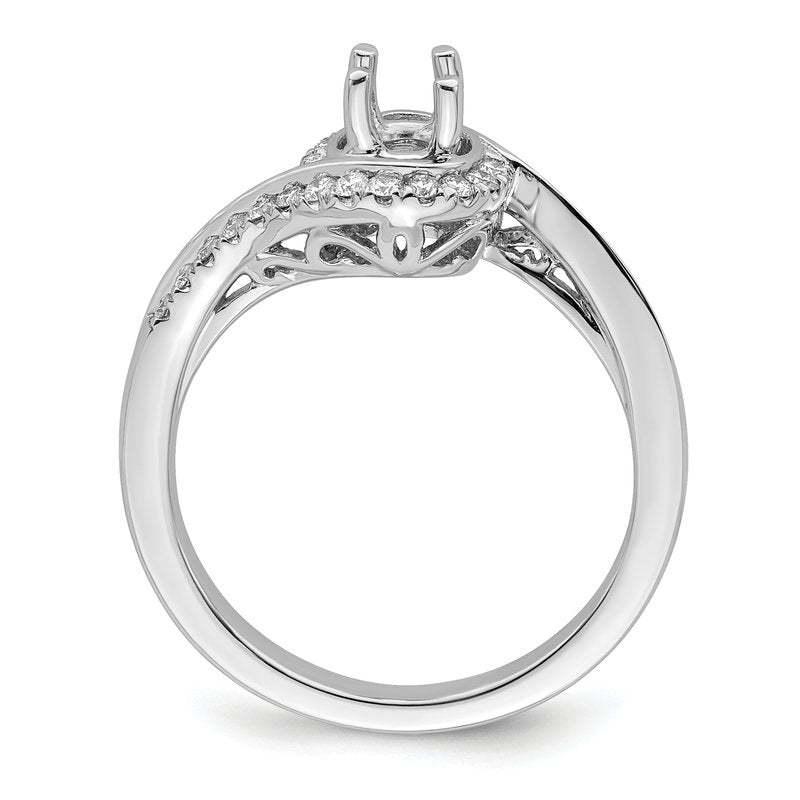14K White Gold 1/4 carat Lab Grown Diamond VS/SI  D E F  Semi Mount Round By-Pass Engagement Ring