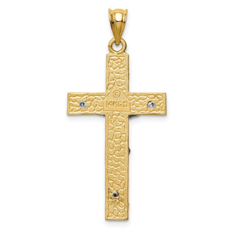 14k Two-tone INRI Crucifix Pendant