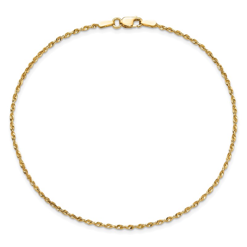 14K 10 inch 1.5mm Ultra Diamond-cut Rope with Lobster Clasp Anklet