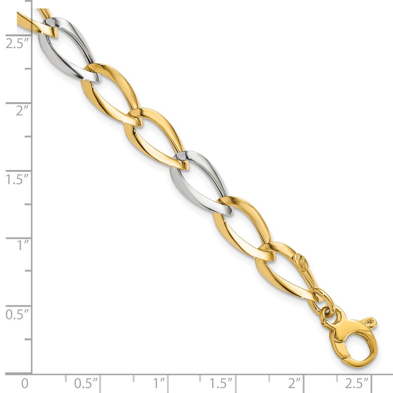 14K Two-tone Polished Fancy Link Bracelet