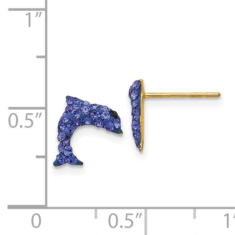 14k Crystal Blue Dolphin Post Earrings