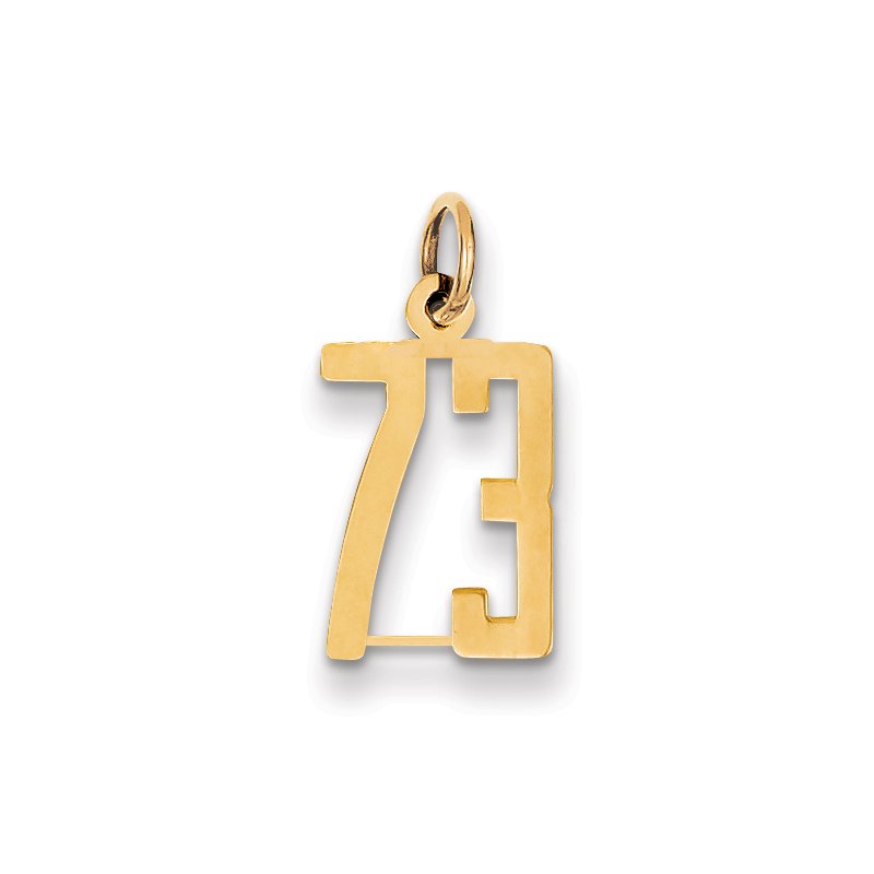 14k Small Elongated Number 73 Charm