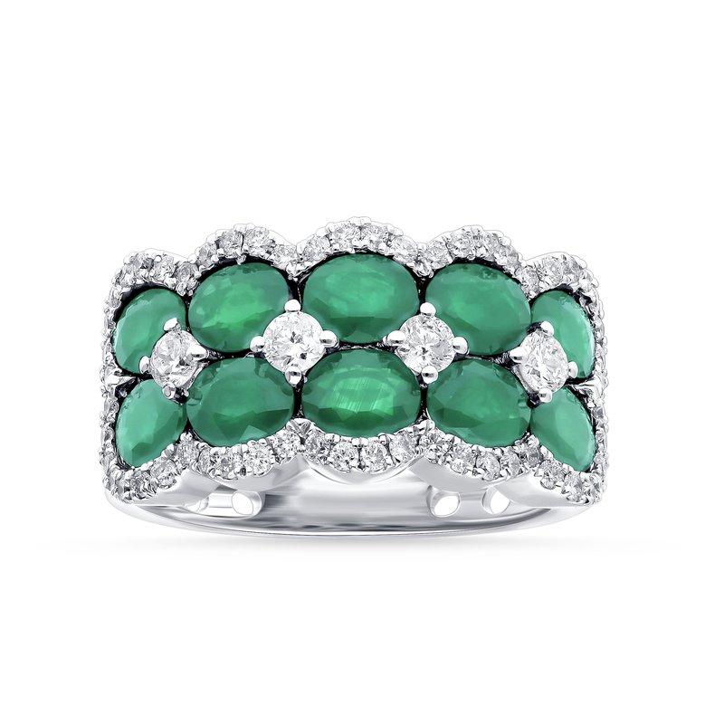 14K 0.69Ct Diamond  Emerald Ring