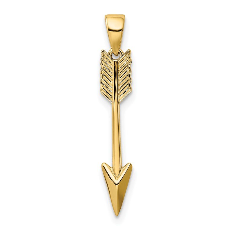 14K Polished 3-D Arrow Pendant