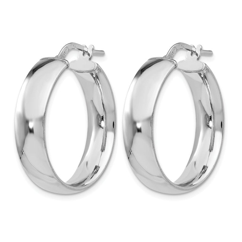 Sterling Silver RH-plated Polished Hinged Hoop Earrings