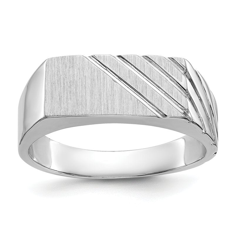 14k White Gold 16.5x7.5mm Open Back Mens Signet Ring