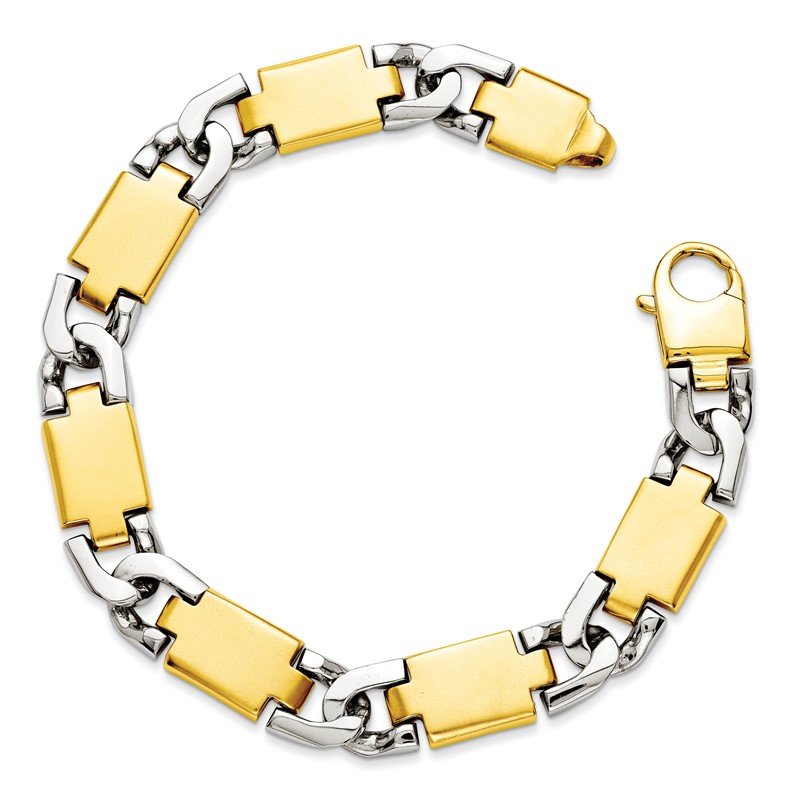 14K Two-tone 20 inch 10.9mm Hand Polished Fancy Link with Fancy  Lobster Clasp Chain