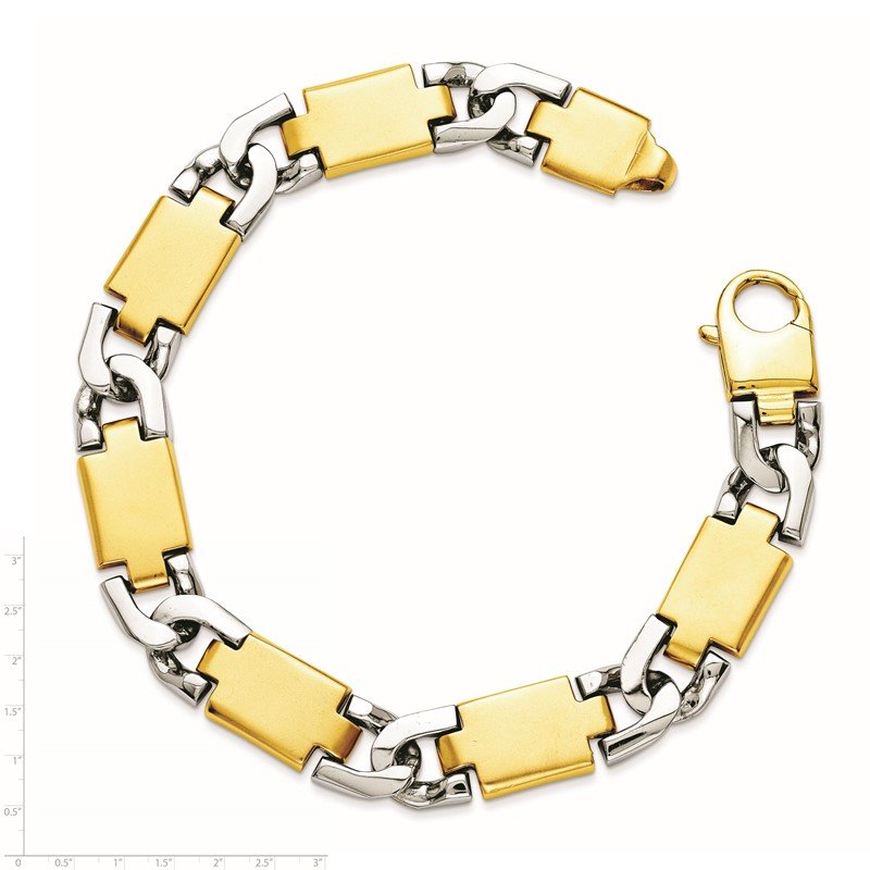 14K Two-tone 20 inch 10.9mm Hand Polished Fancy Link with Fancy  Lobster Clasp Chain