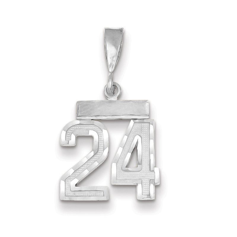 14kw Small Brushed  Diamond-cut Number 24 Charm