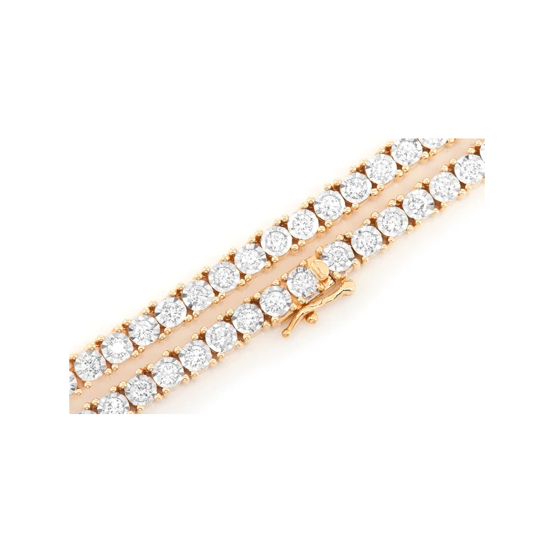 6pt Miracle Set Tennis Necklace 14K 9.00ctw