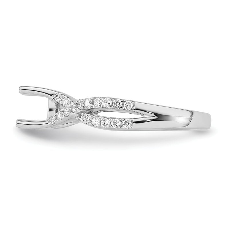 14K White Gold 3/8 carat Lab Grown Diamond VS/SI  D E F  Semi Mount Round By-Pass Engagement Ring