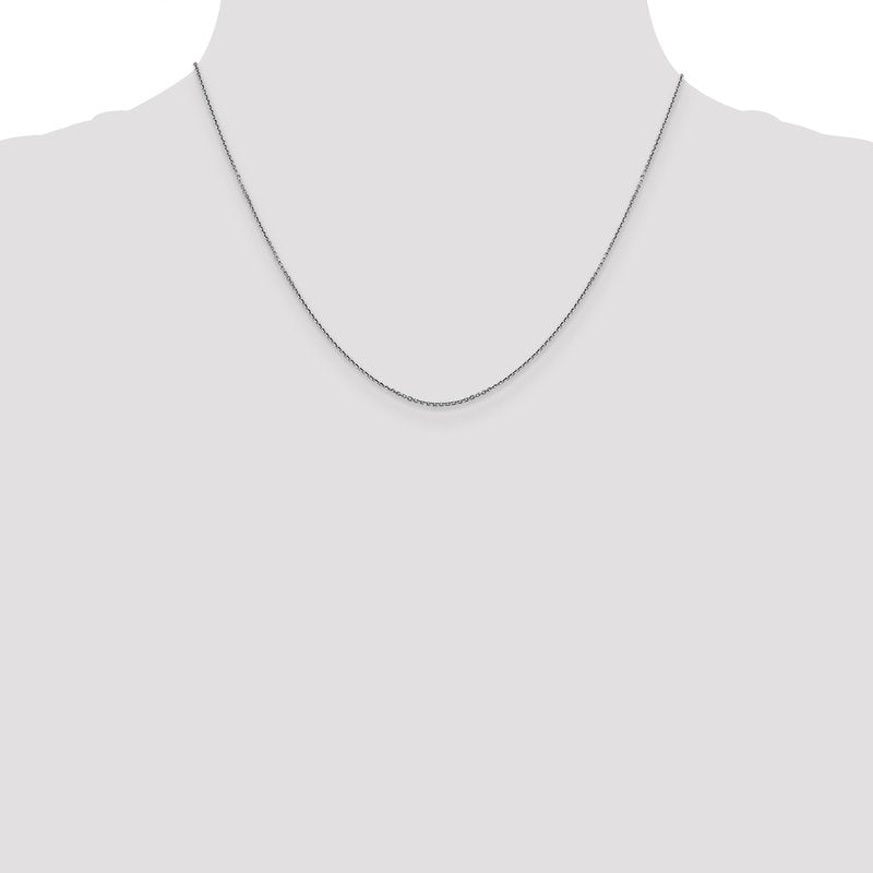 14K White Gold 26 inch .9mm Diamond-cut Round Open Link Cable with Lobster Clasp Chain