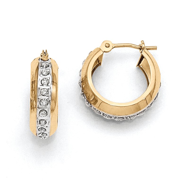 14kDiamond Fascination Round Huggy Hinged Hoop Earrings