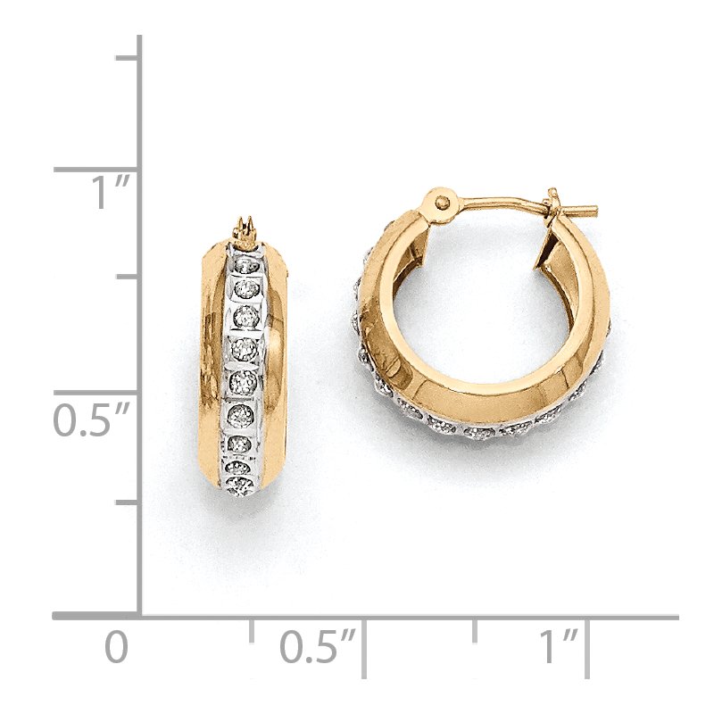 14kDiamond Fascination Round Huggy Hinged Hoop Earrings
