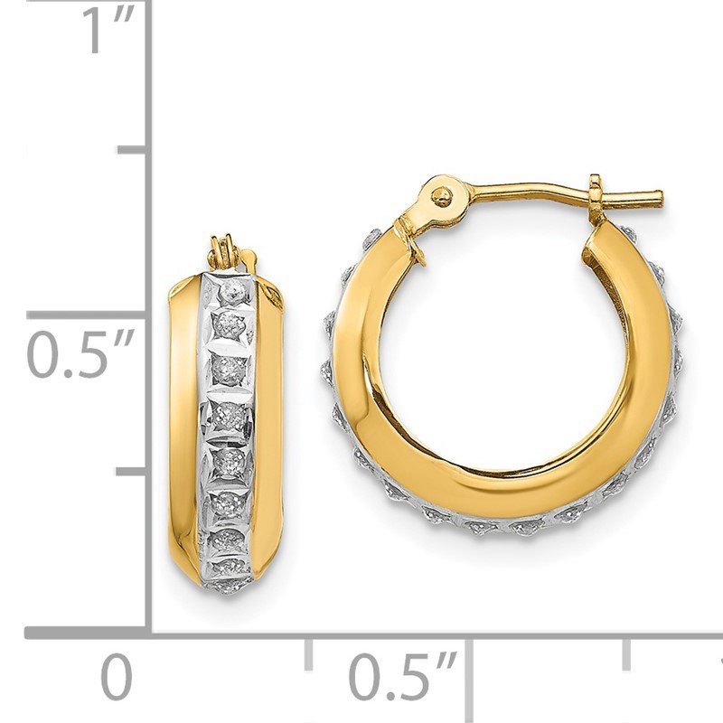 14kDiamond Fascination Round Huggy Hinged Hoop Earrings