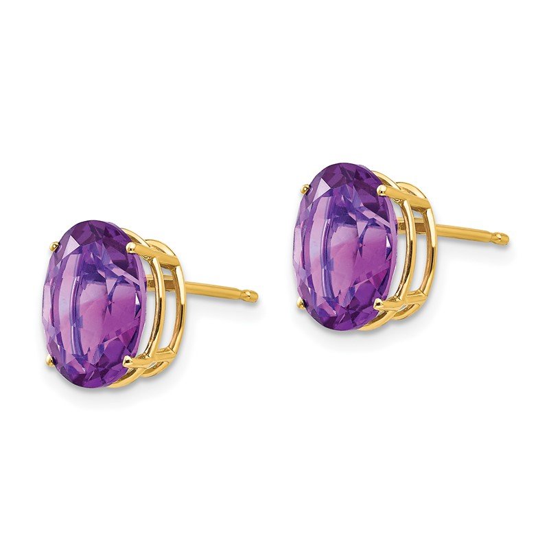 14k 10x8mm Oval Amethyst Post Earrings