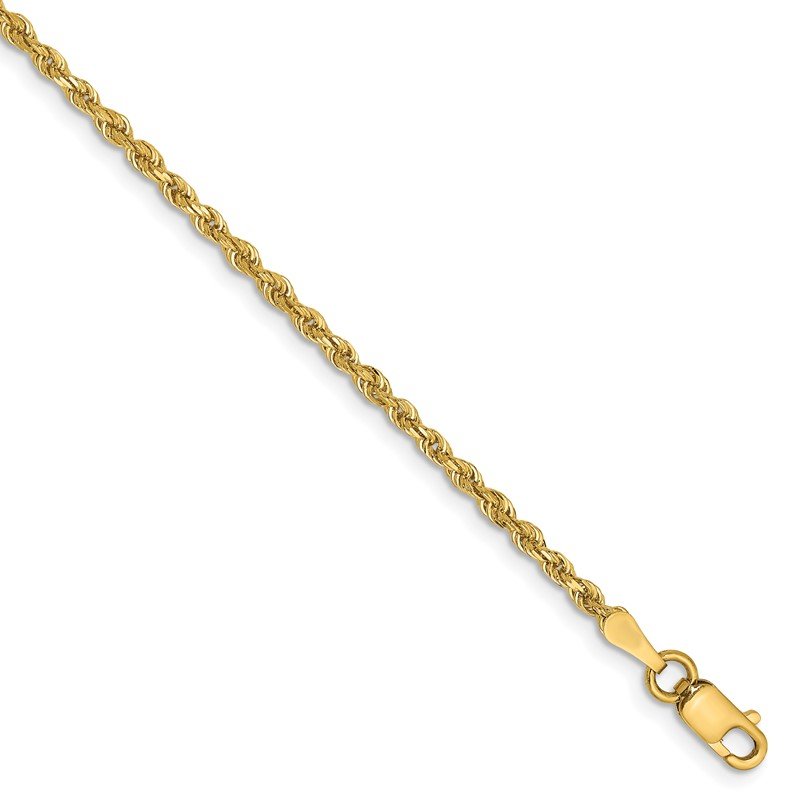 14K 10 Inch 2mm Diamond-cut Quadruple Rope Lobster Clasp Anklet