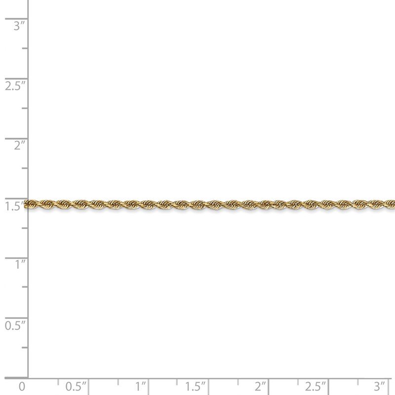 14K 10 Inch 2mm Diamond-cut Quadruple Rope Lobster Clasp Anklet
