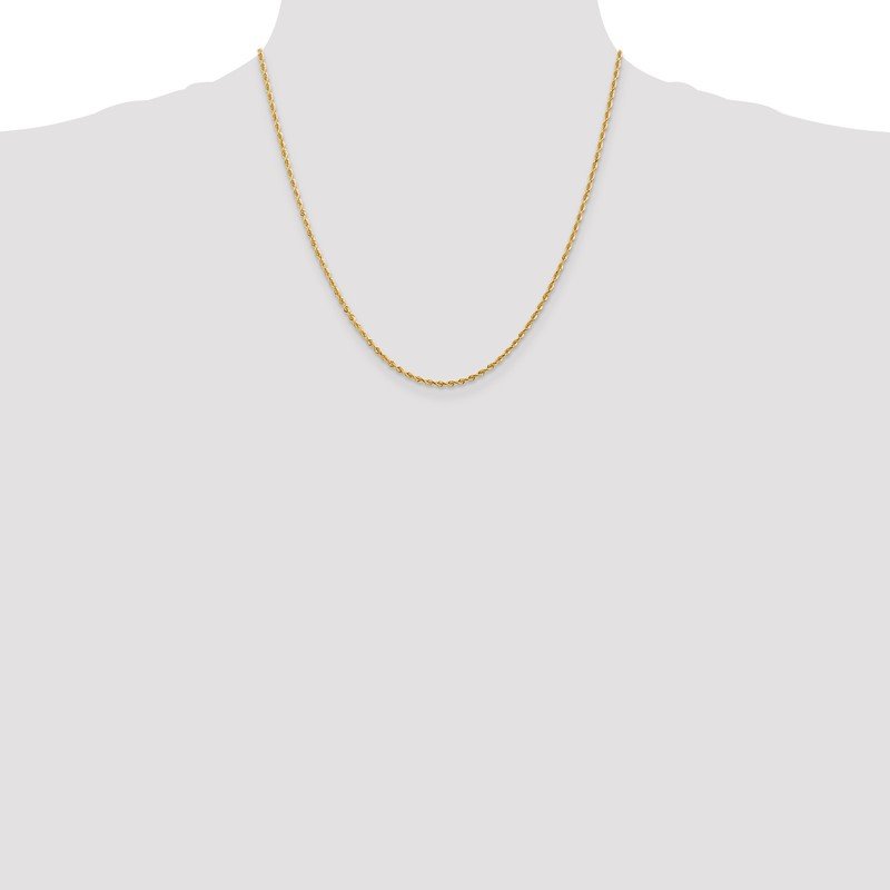 14K 10 Inch 2mm Diamond-cut Quadruple Rope Lobster Clasp Anklet