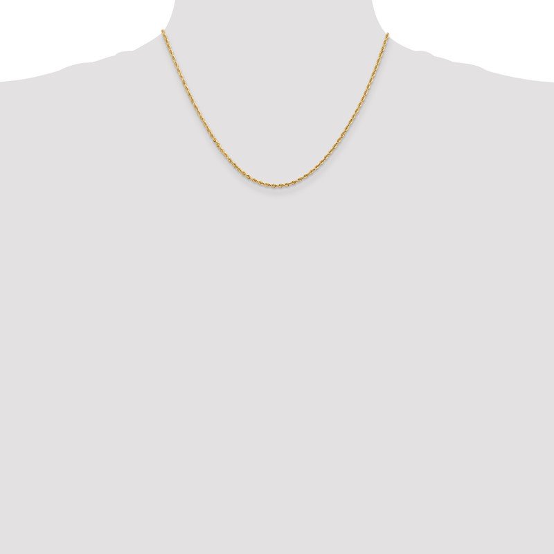 14K 10 Inch 2mm Diamond-cut Quadruple Rope Lobster Clasp Anklet