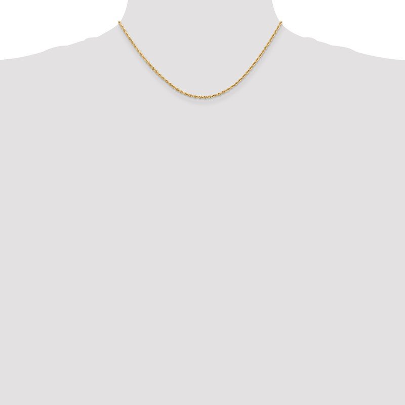 14K 10 Inch 2mm Diamond-cut Quadruple Rope Lobster Clasp Anklet