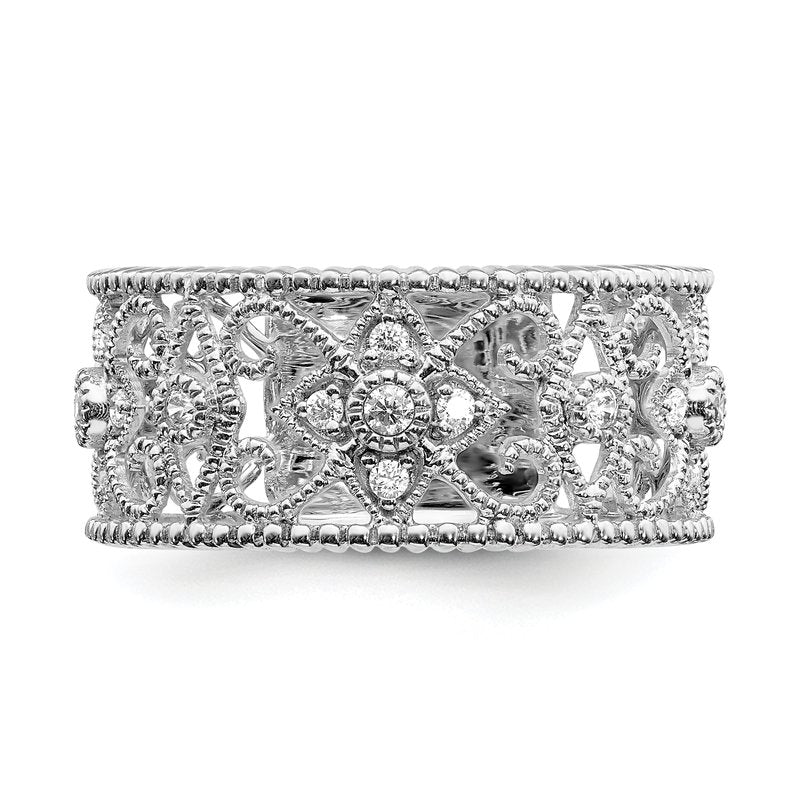 14k White Gold Diamond Vintage Band