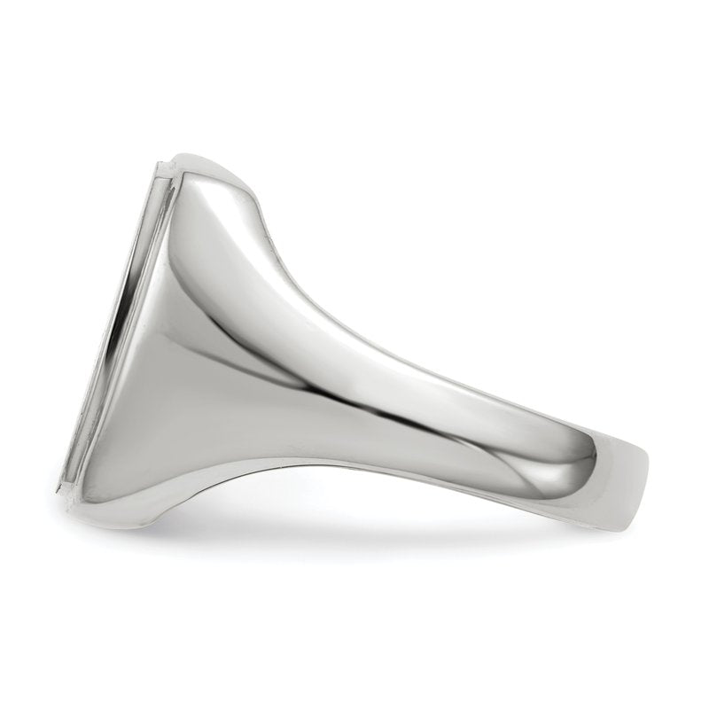 14k White Gold 13.0x15.0mm Open Back Mens Signet Ring