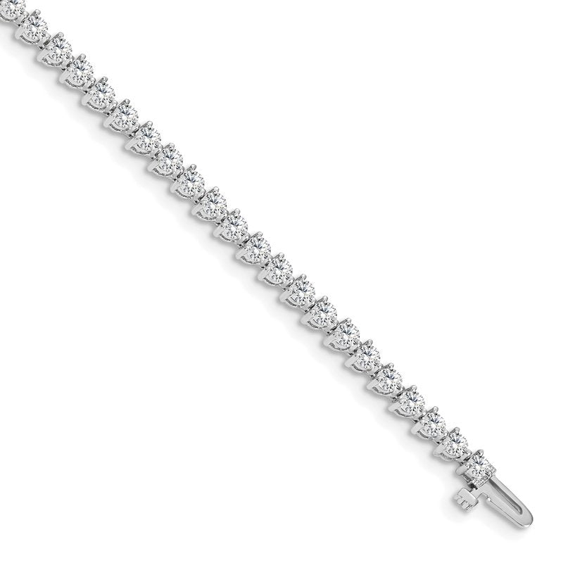 14k White Gold Complete 4.3 carat Round A Diamond 3-prong 7 inch Tennis Bracelet